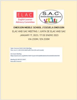 ELAC/SAC MTG JANUARY 17, 2023 - JUNTA DE ELAC/SAC 17 DE ENERO 2023